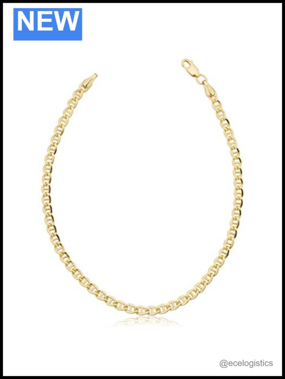14k Gold Filled Mariner Link Bracelet Unisex 8.5 Inch Lobster Claw